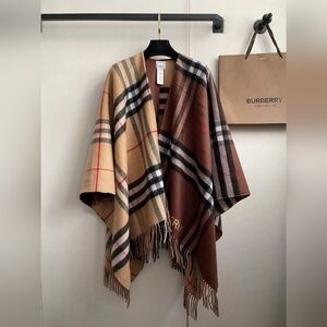 Burberry Reversible Check Contrast Shawl Cape